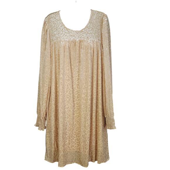 Umgee Dresses & Skirts - UMGEE USA Burnout Velvet Champagne Leopard Print Dress XL Extra Large NWT